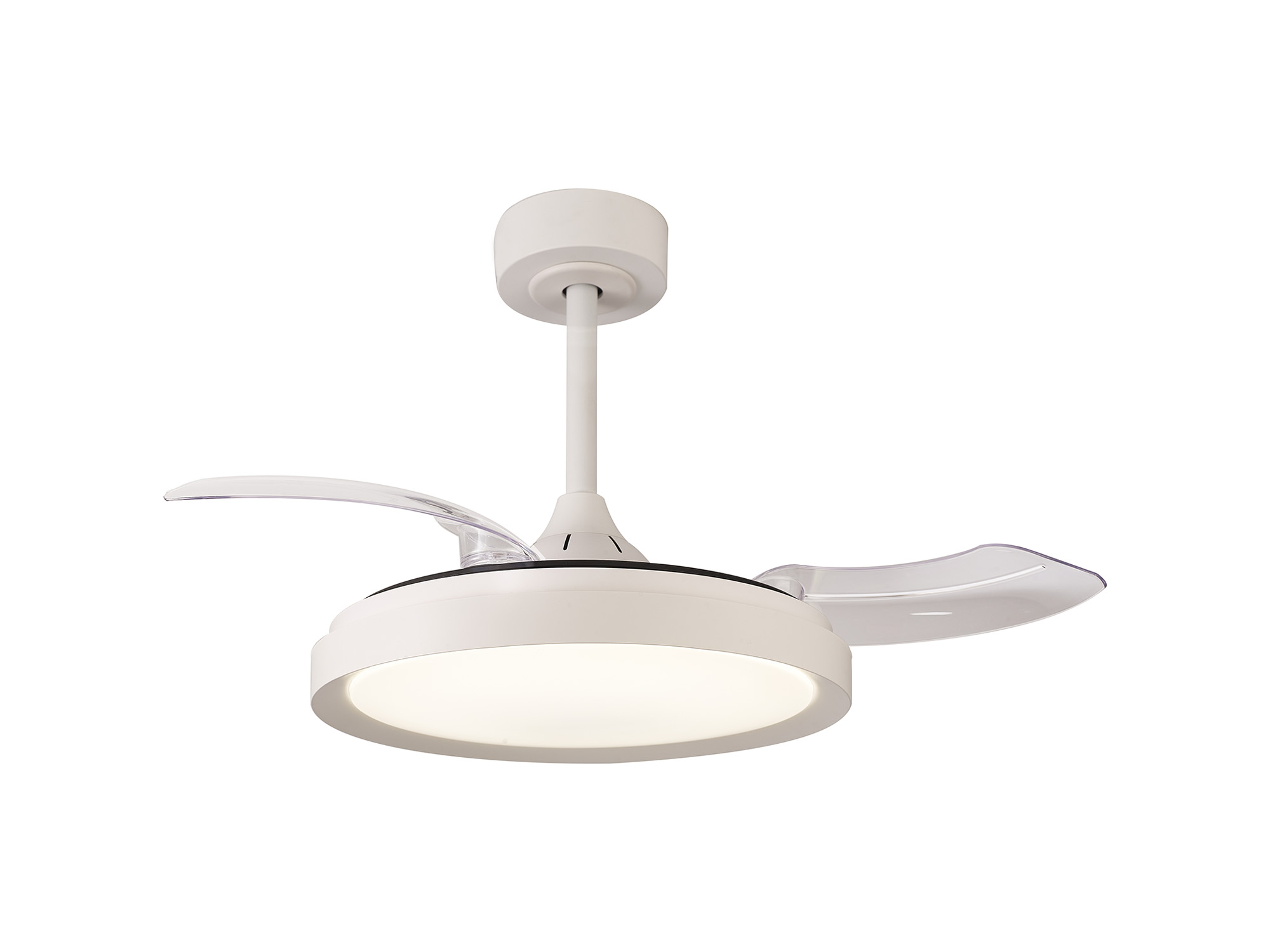 M8829  Mistral Mini 40W LED Dimmable Ceiling Light With Built-In 28W DC Fan, 2700-5000K Remote Control, White